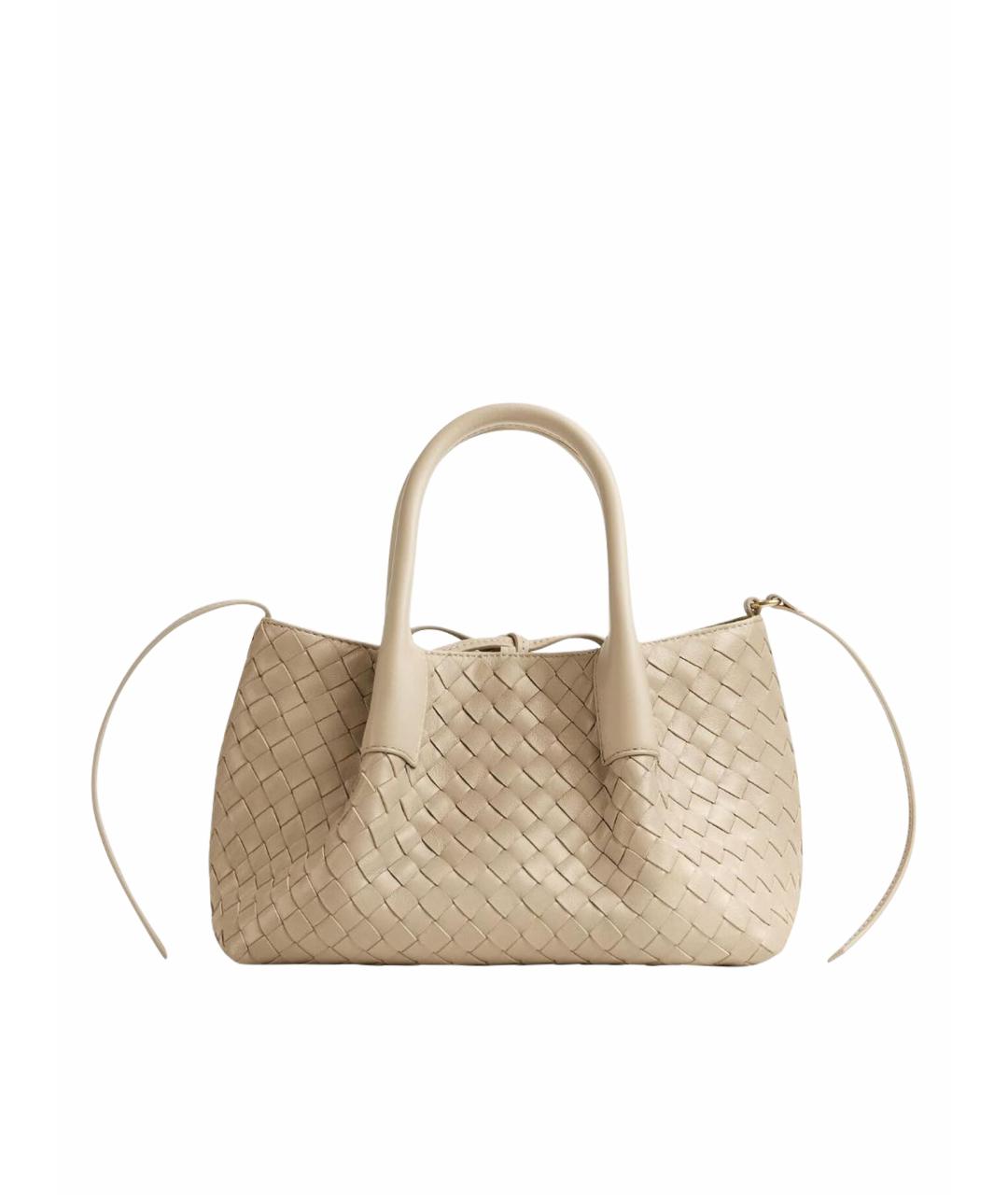 BOTTEGA VENETA Бежевая кожаная сумка с короткими ручками, фото 1
