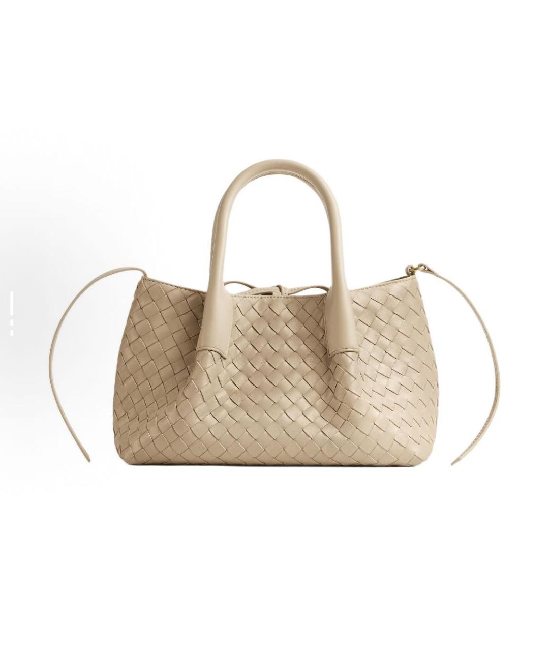 BOTTEGA VENETA Бежевая кожаная сумка с короткими ручками, фото 7
