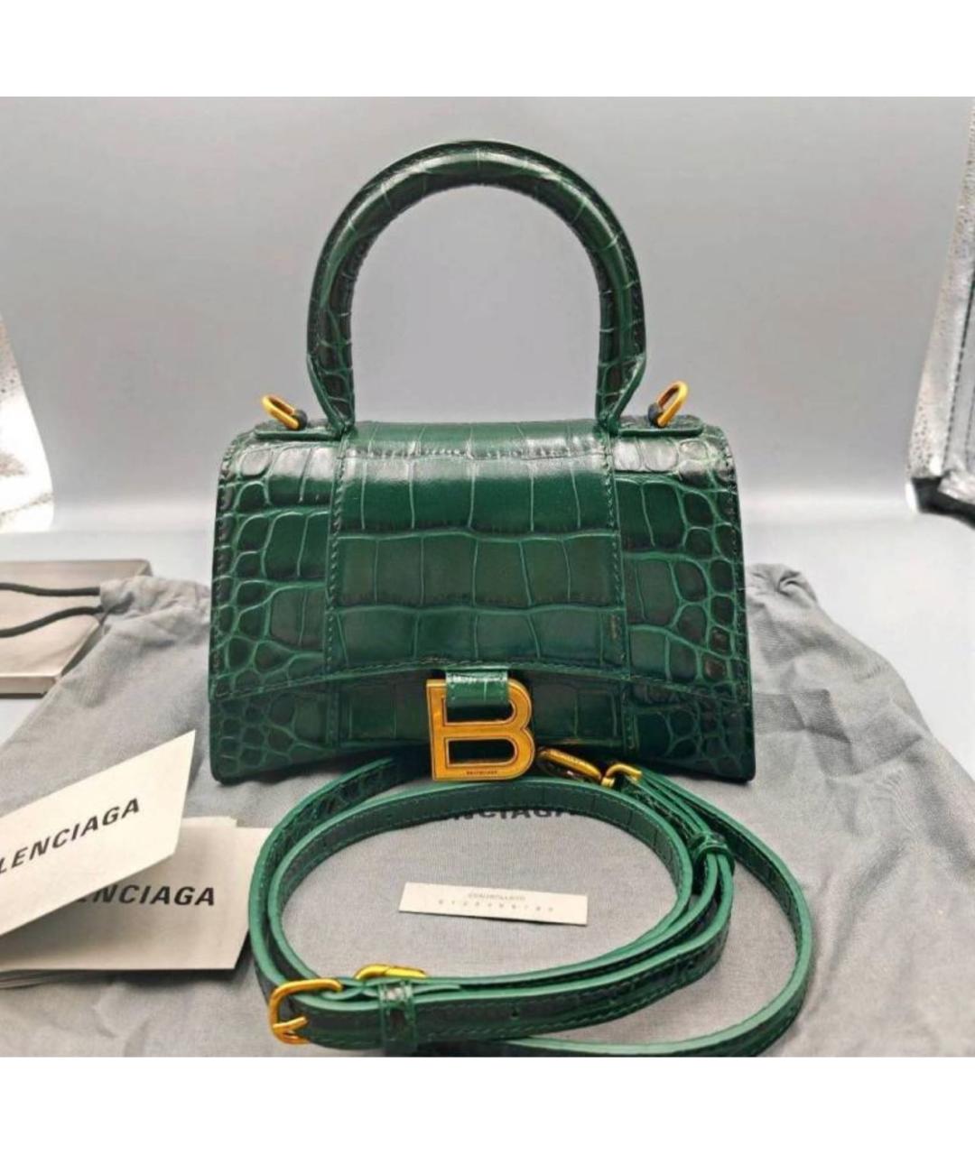 BALENCIAGA Зеленая кожаная сумка с короткими ручками, фото 9