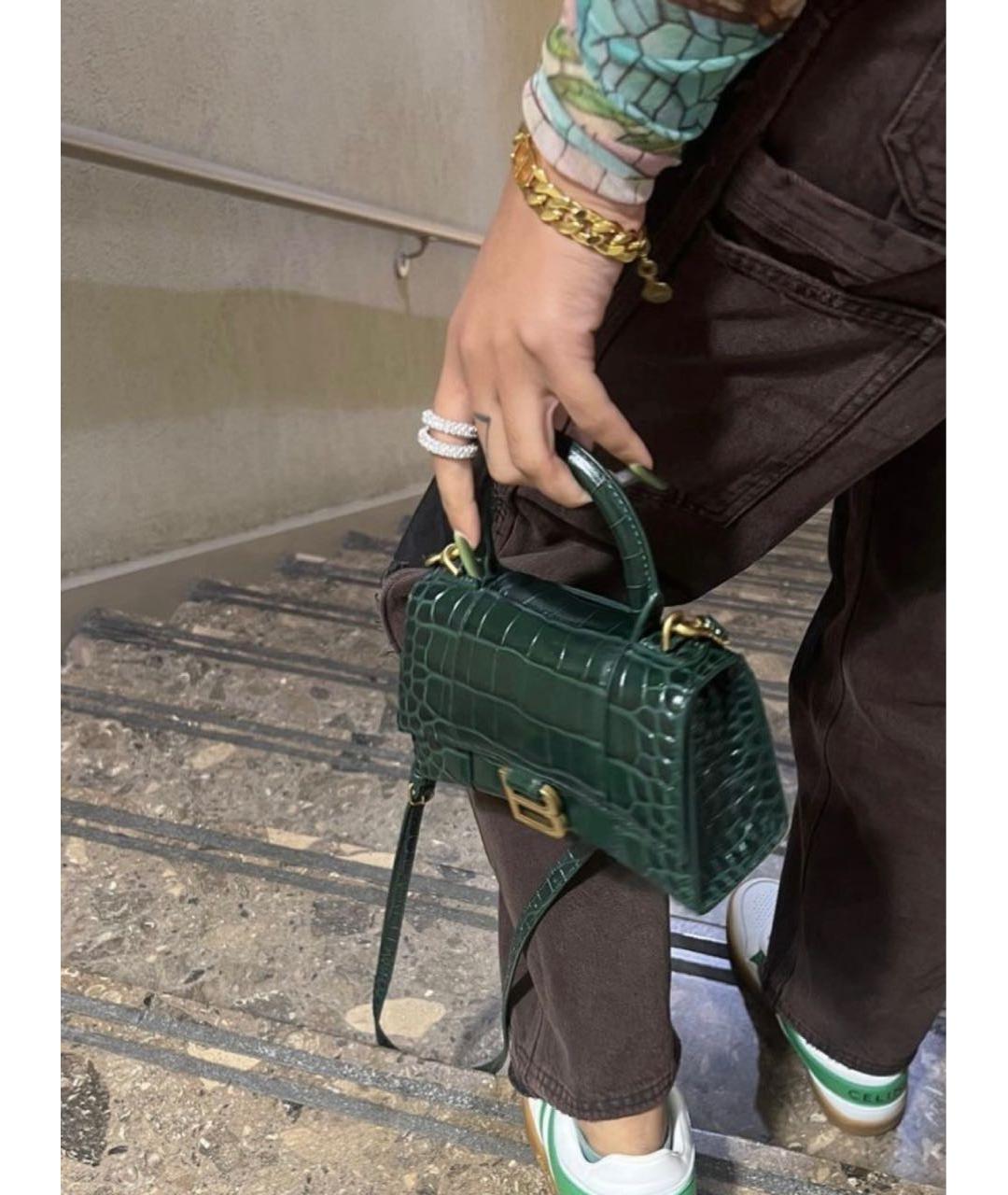 BALENCIAGA Зеленая кожаная сумка с короткими ручками, фото 8