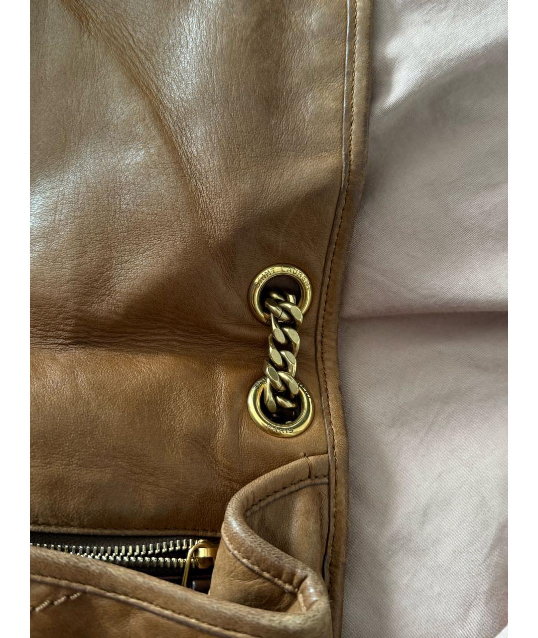 SAINT LAURENT Коричневая кожаная сумка через плечо, фото 7