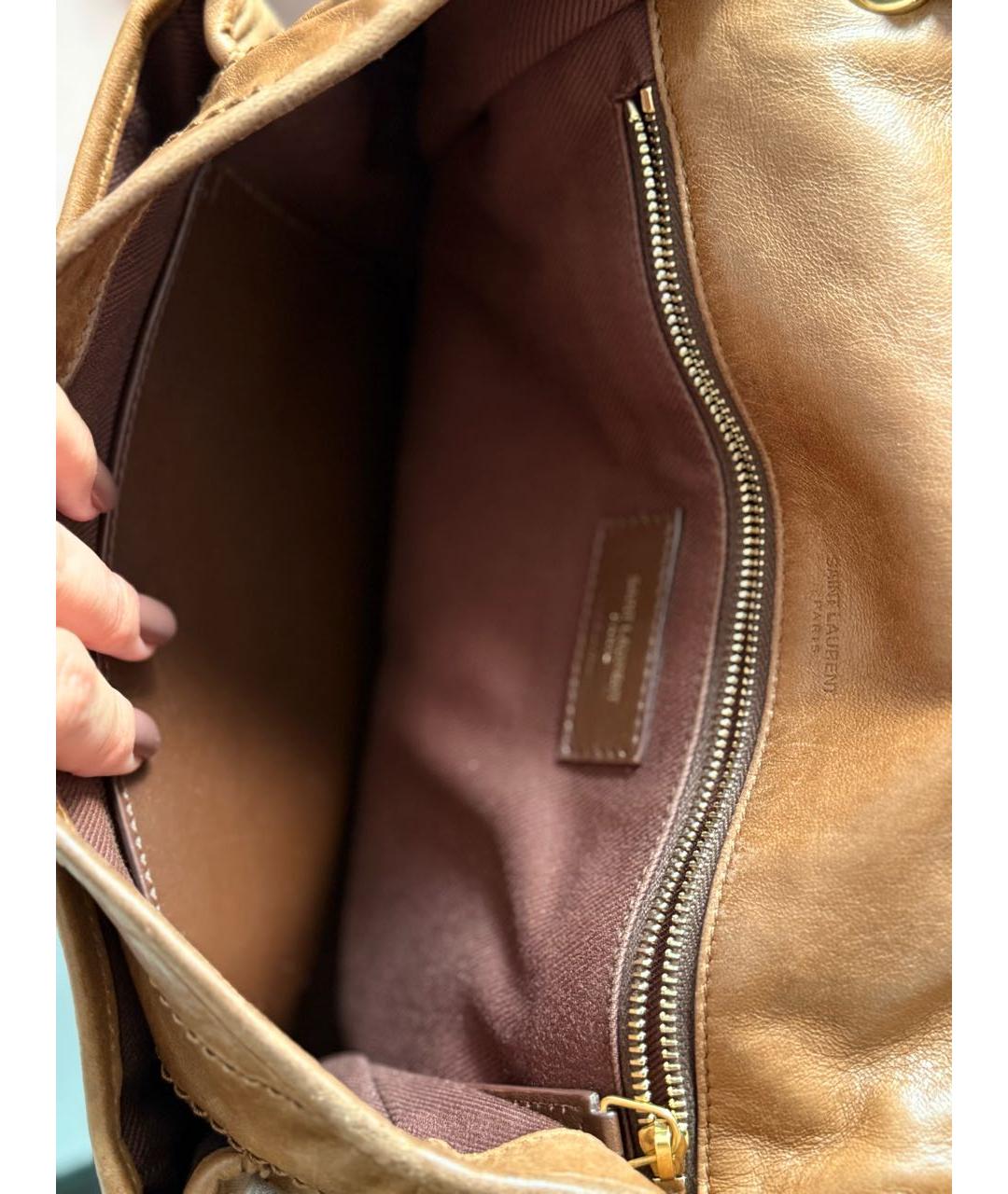 SAINT LAURENT Коричневая кожаная сумка через плечо, фото 4