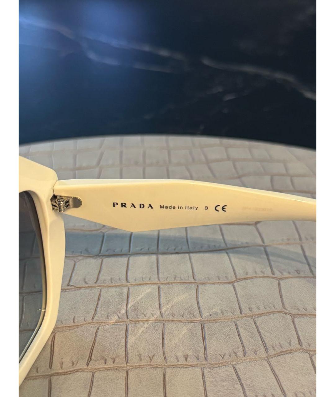 PRADA Белые пластиковые солнцезащитные очки, фото 5