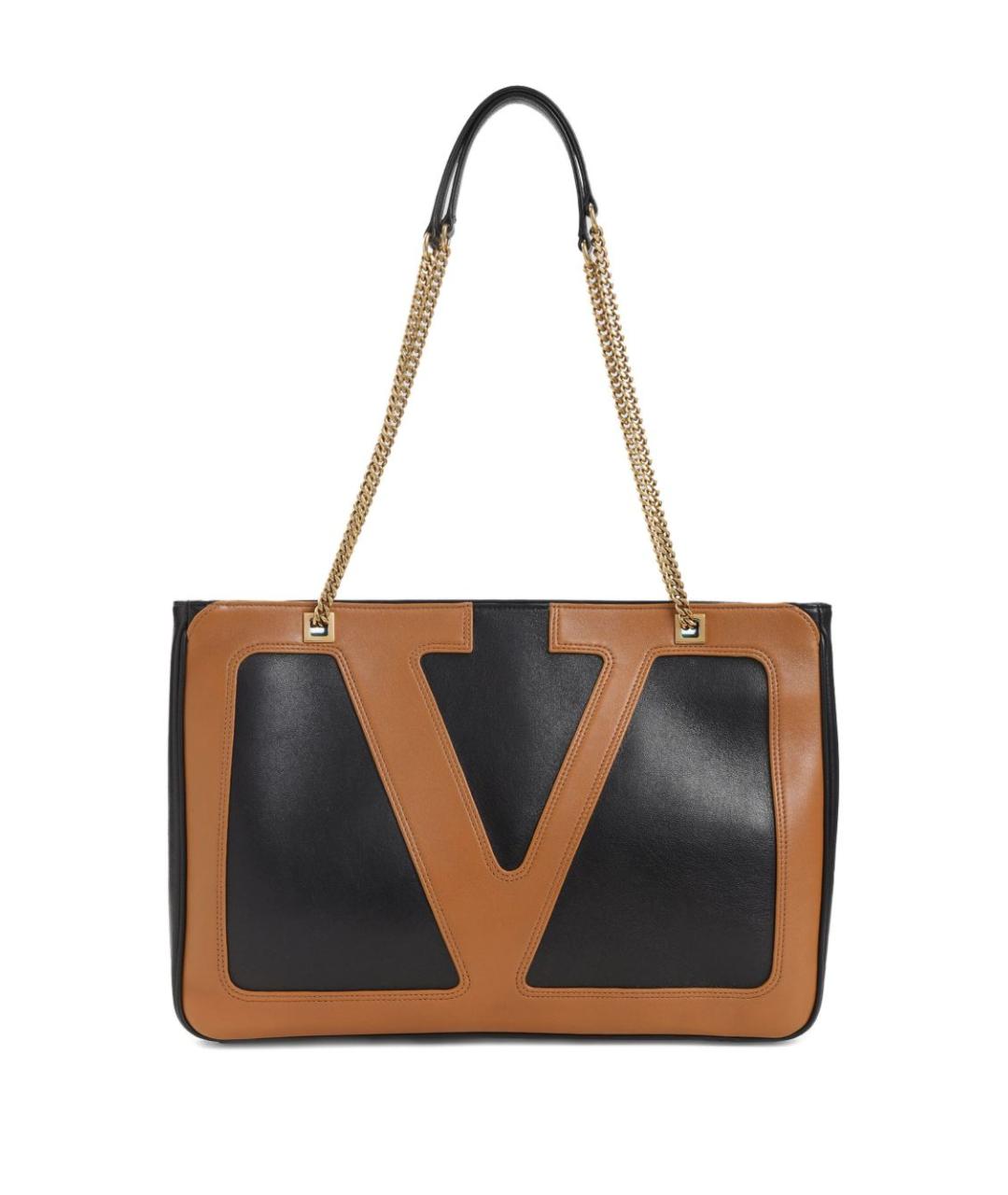 VALENTINO Черная кожаная сумка тоут, фото 2