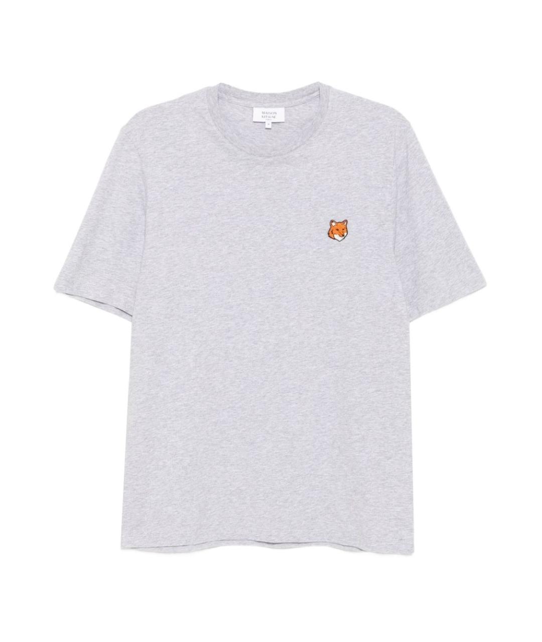 MAISON KITSUNE Серая хлопковая футболка, фото 1