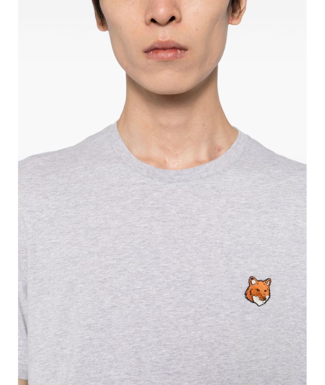 MAISON KITSUNE Серая хлопковая футболка, фото 3
