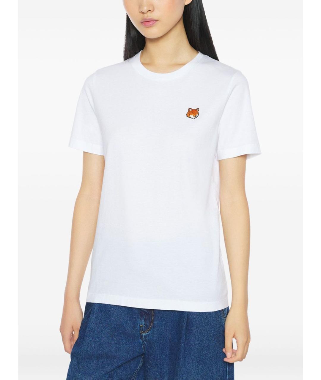 MAISON KITSUNE Белая хлопковая футболка, фото 4