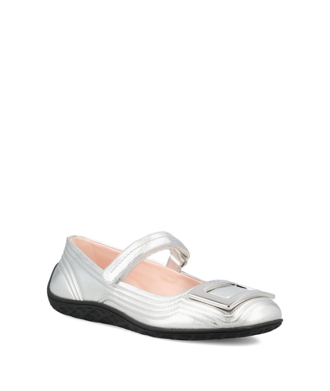 ROGER VIVIER Серебряные кожаные ботинки, фото 2