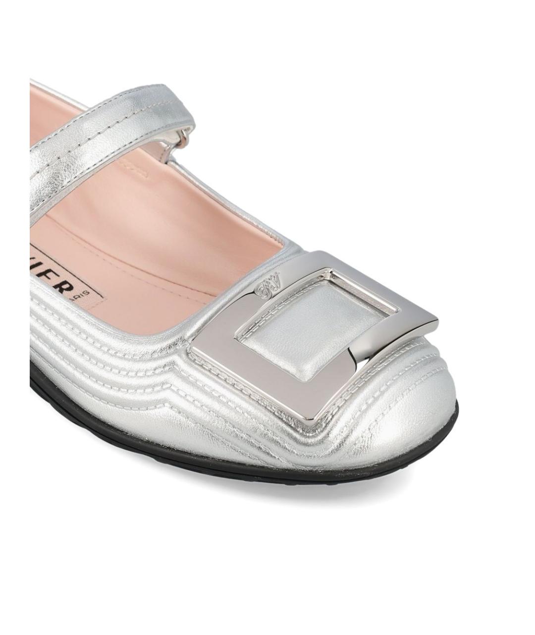 ROGER VIVIER Серебряные кожаные ботинки, фото 4