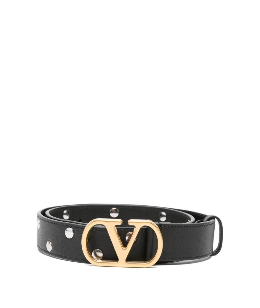 VALENTINO Черный кожаный ремень, фото 1