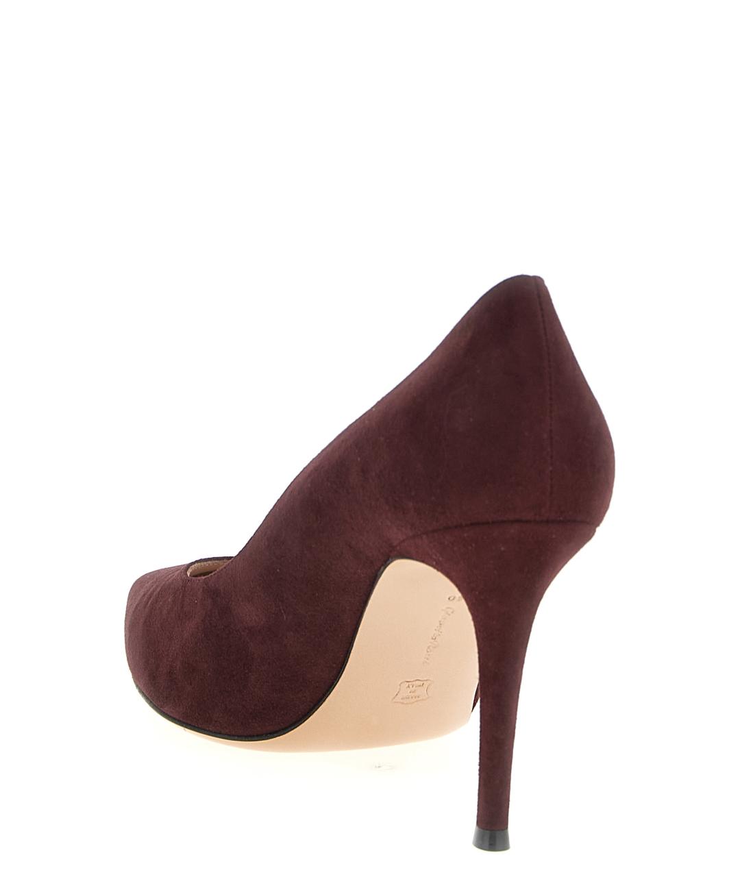 GIANVITO ROSSI Бордовые замшевые туфли, фото 3