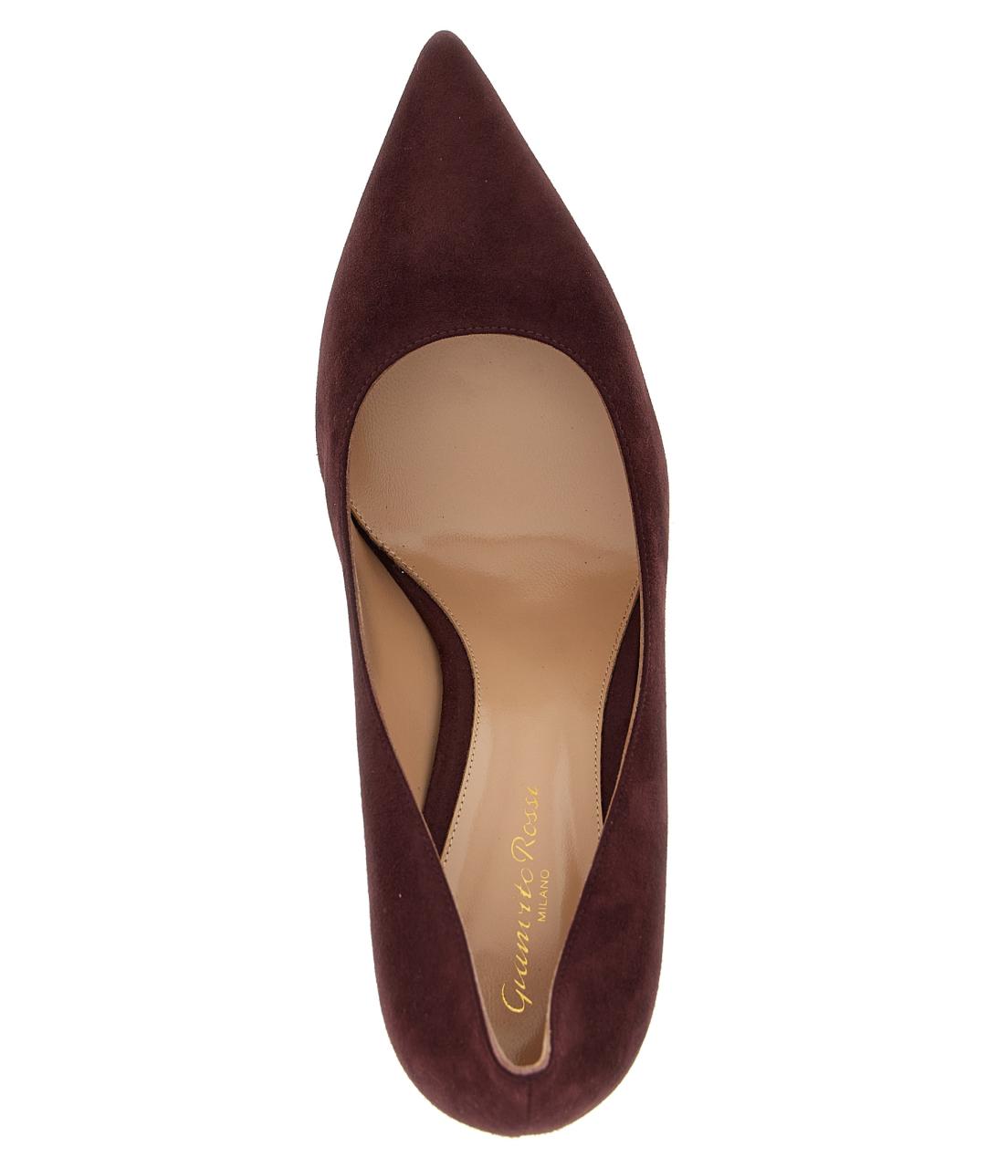 GIANVITO ROSSI Бордовые замшевые туфли, фото 4