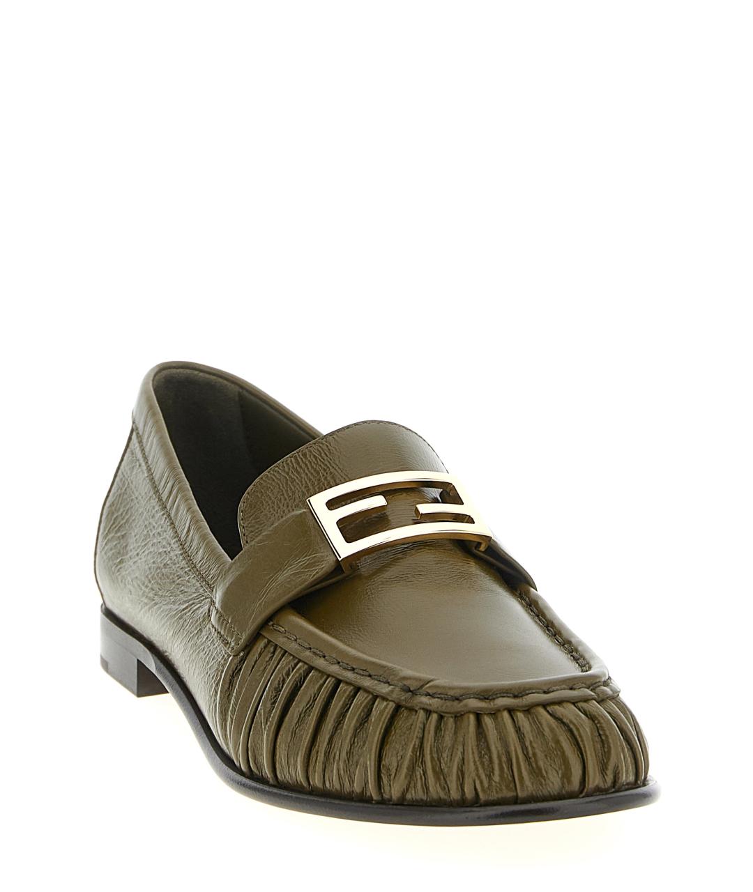 FENDI Зеленые кожаные лоферы, фото 2