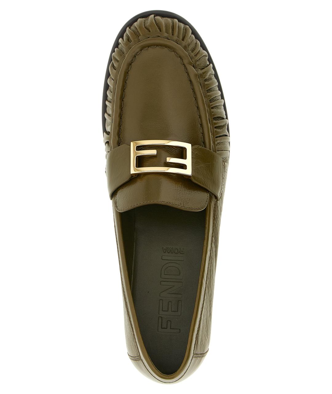 FENDI Зеленые кожаные лоферы, фото 4