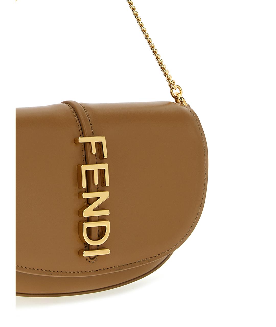 FENDI Бежевый кожаный кошелек, фото 3
