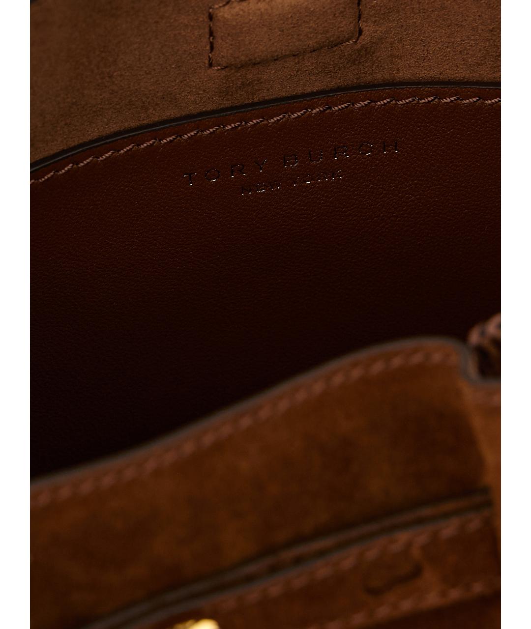 TORY BURCH Коричневая кожаная сумка тоут, фото 4