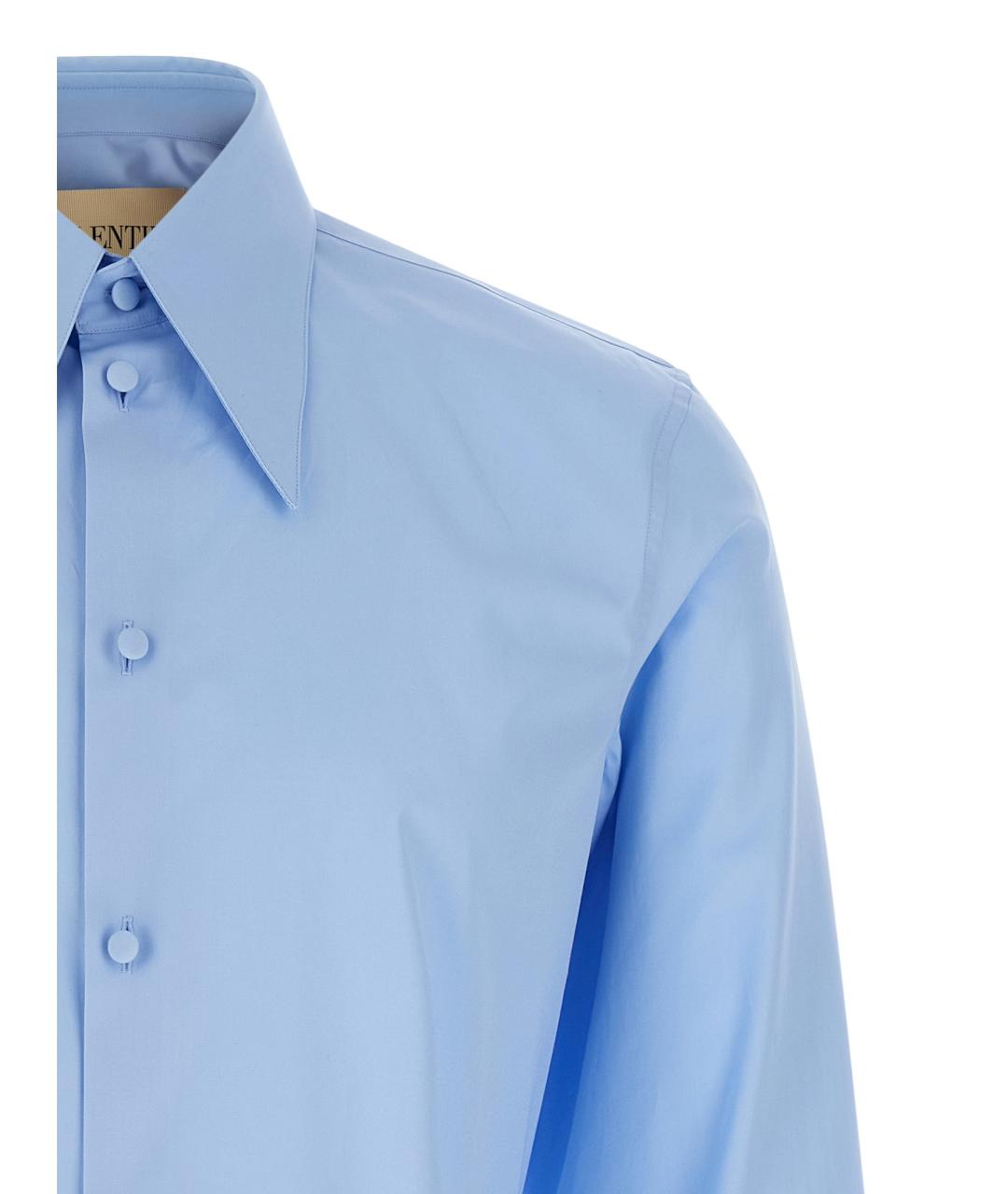 VALENTINO Голубая хлопковая кэжуал рубашка, фото 3
