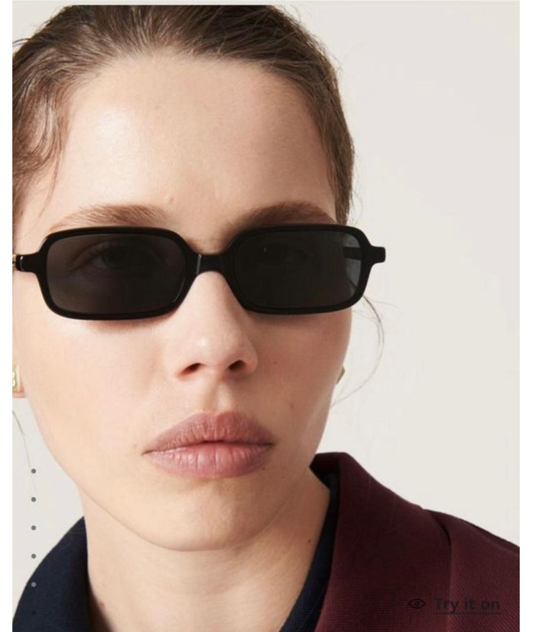 MIU MIU Черные пластиковые солнцезащитные очки, фото 2