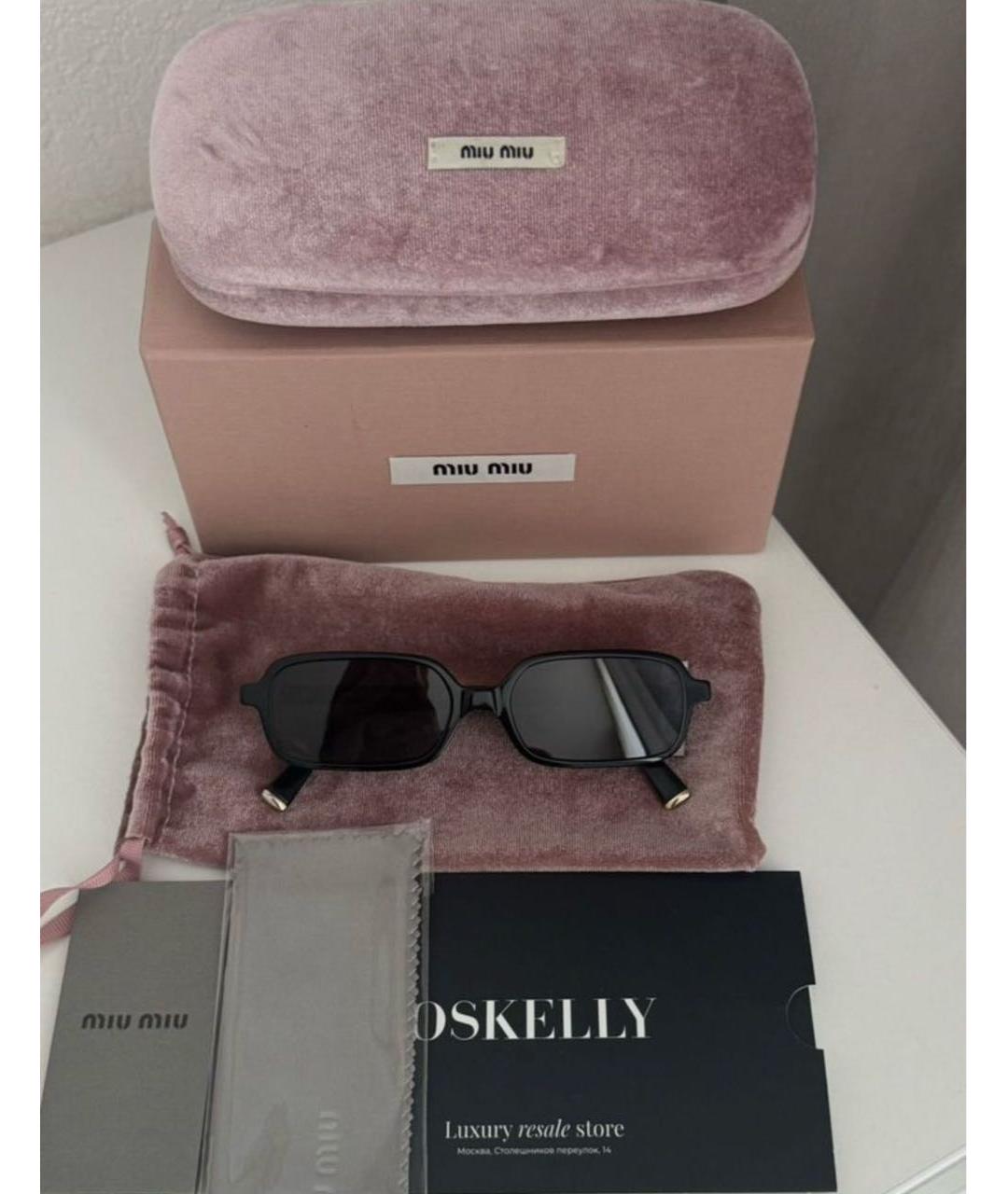 MIU MIU Черные пластиковые солнцезащитные очки, фото 4