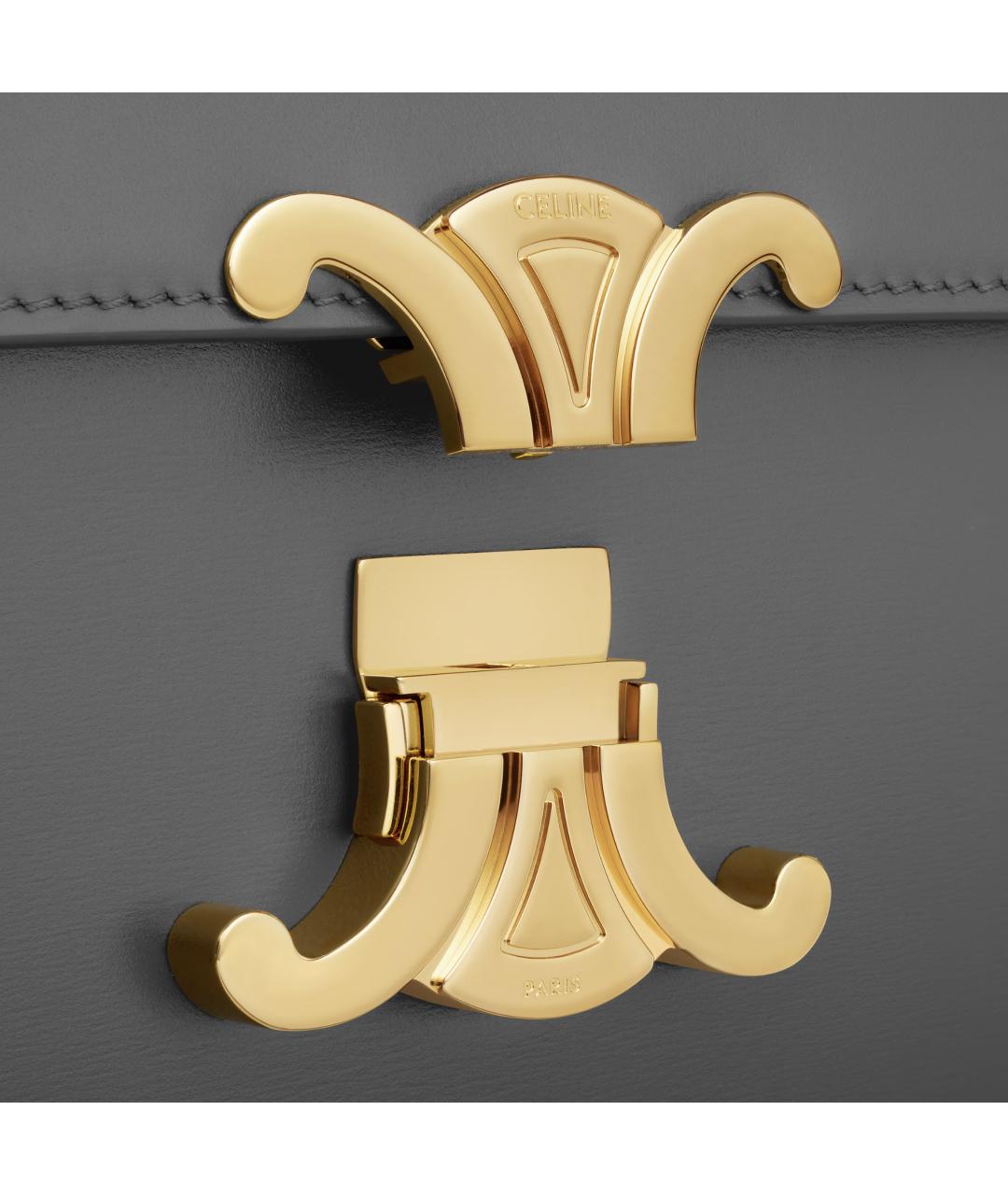 CELINE Антрацитовая кожаная сумка через плечо, фото 5