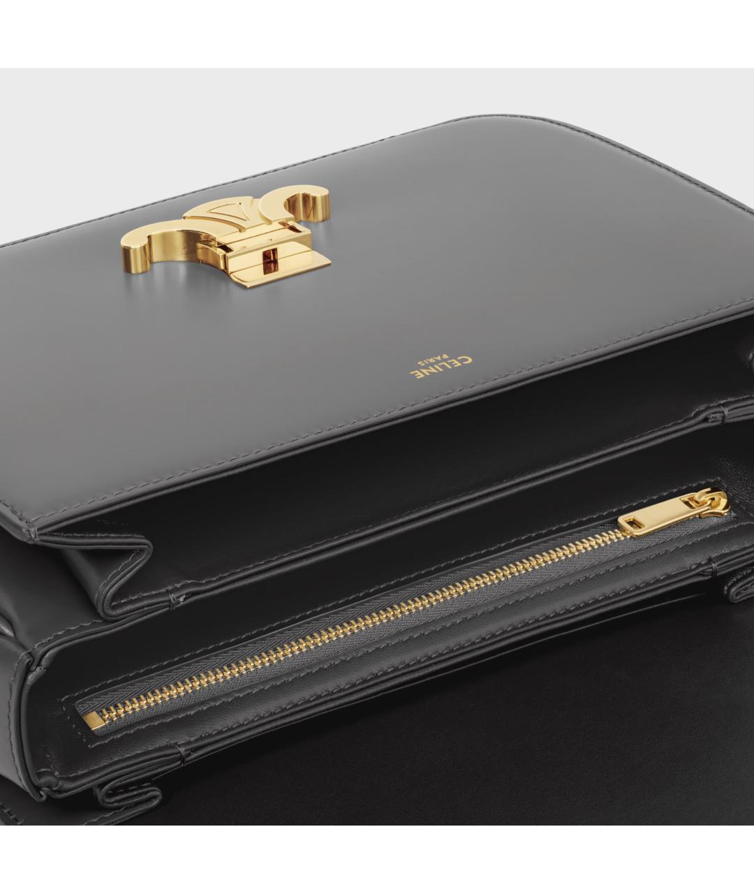 CELINE Антрацитовая кожаная сумка через плечо, фото 4