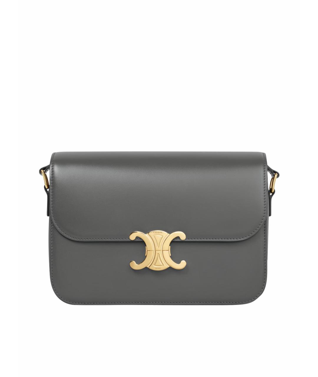 CELINE Антрацитовая кожаная сумка через плечо, фото 1