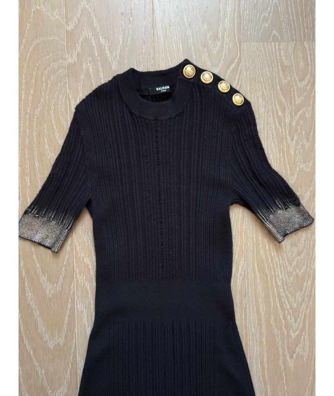 BALMAIN Черное кашемировое повседневное платье, фото 4