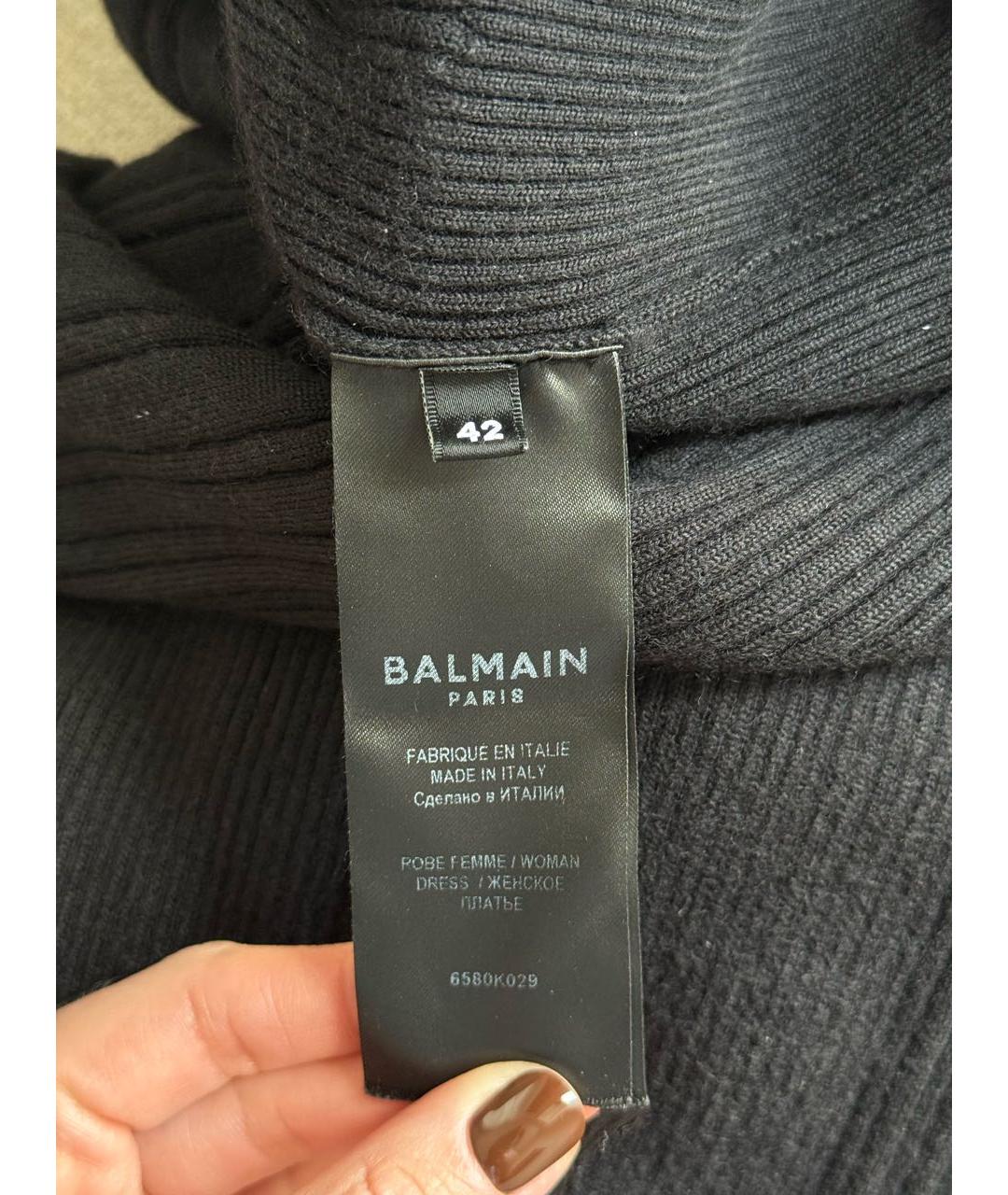 BALMAIN Черное кашемировое повседневное платье, фото 5