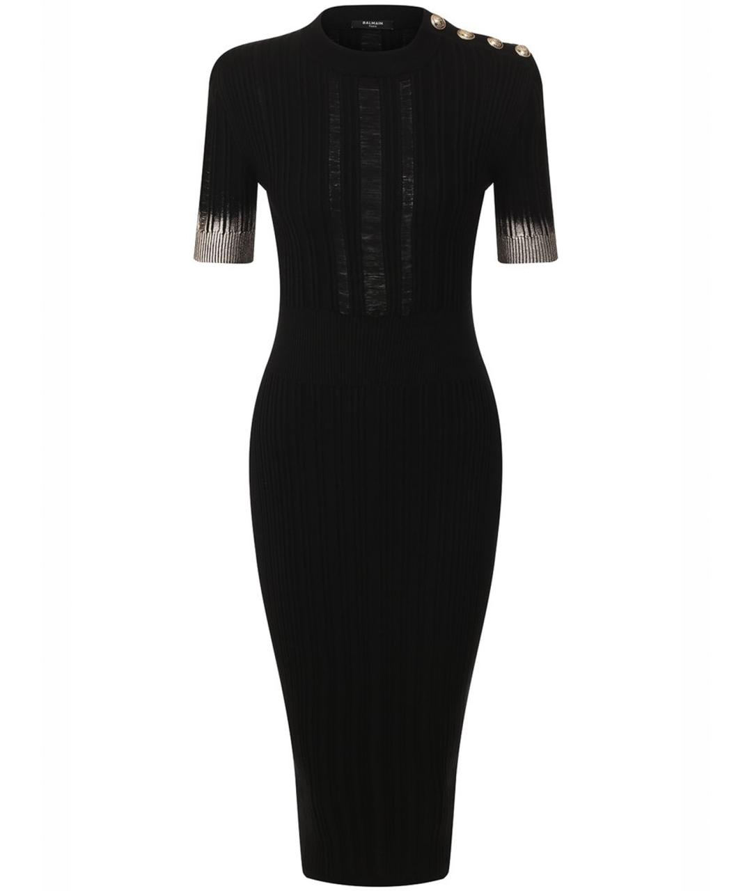 BALMAIN Черное кашемировое повседневное платье, фото 1