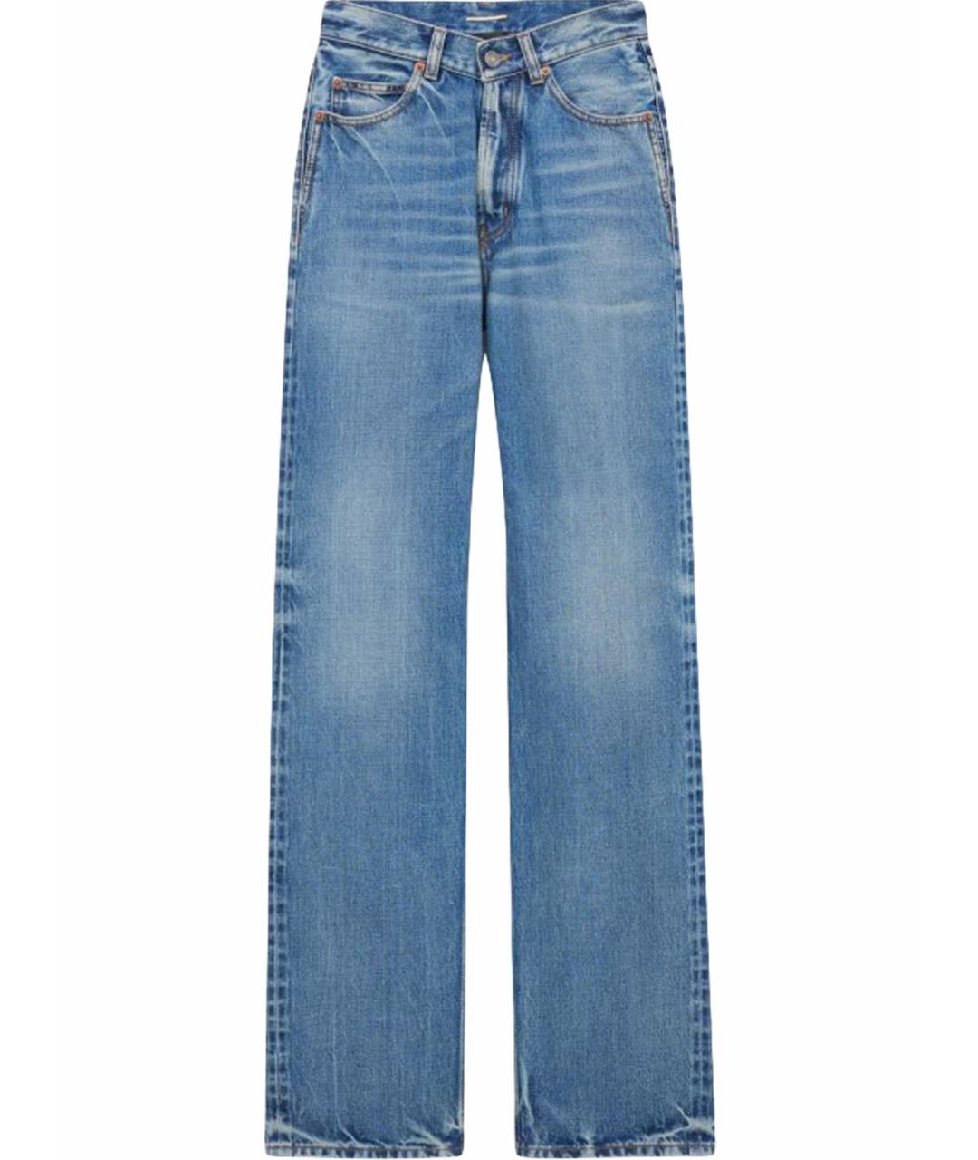 SAINT LAURENT Голубые хлопковые прямые джинсы, фото 1