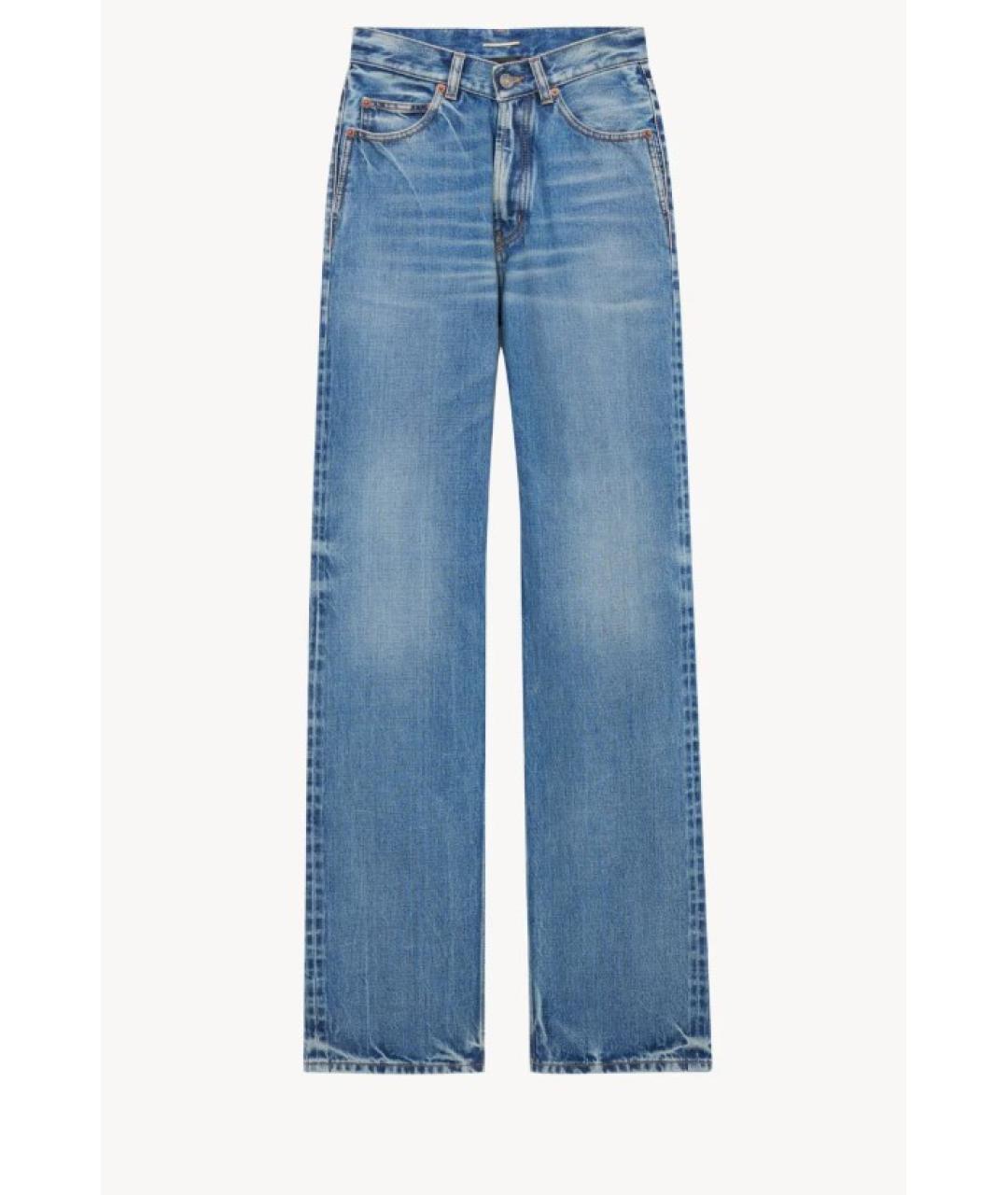 SAINT LAURENT Голубые хлопковые прямые джинсы, фото 3
