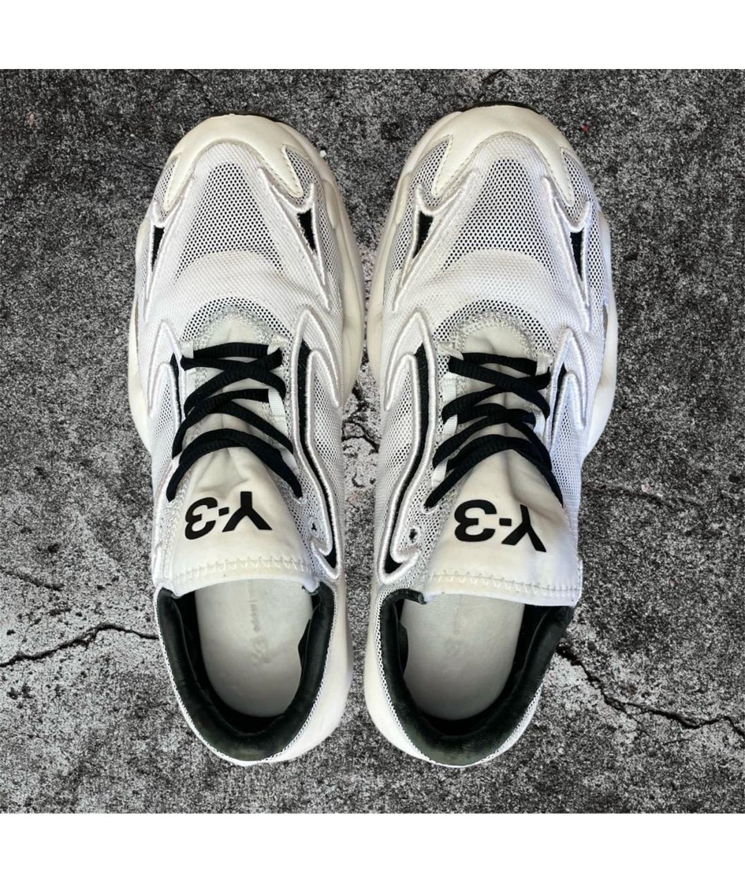 Y-3 Белые текстильные низкие кроссовки / кеды, фото 3