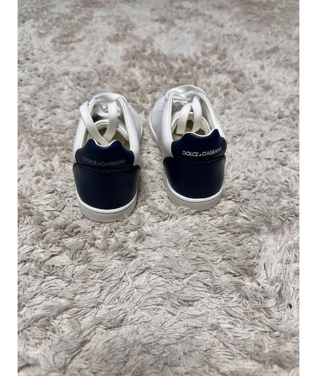 DOLCE & GABBANA KIDS Белые кожаные кеды, фото 2
