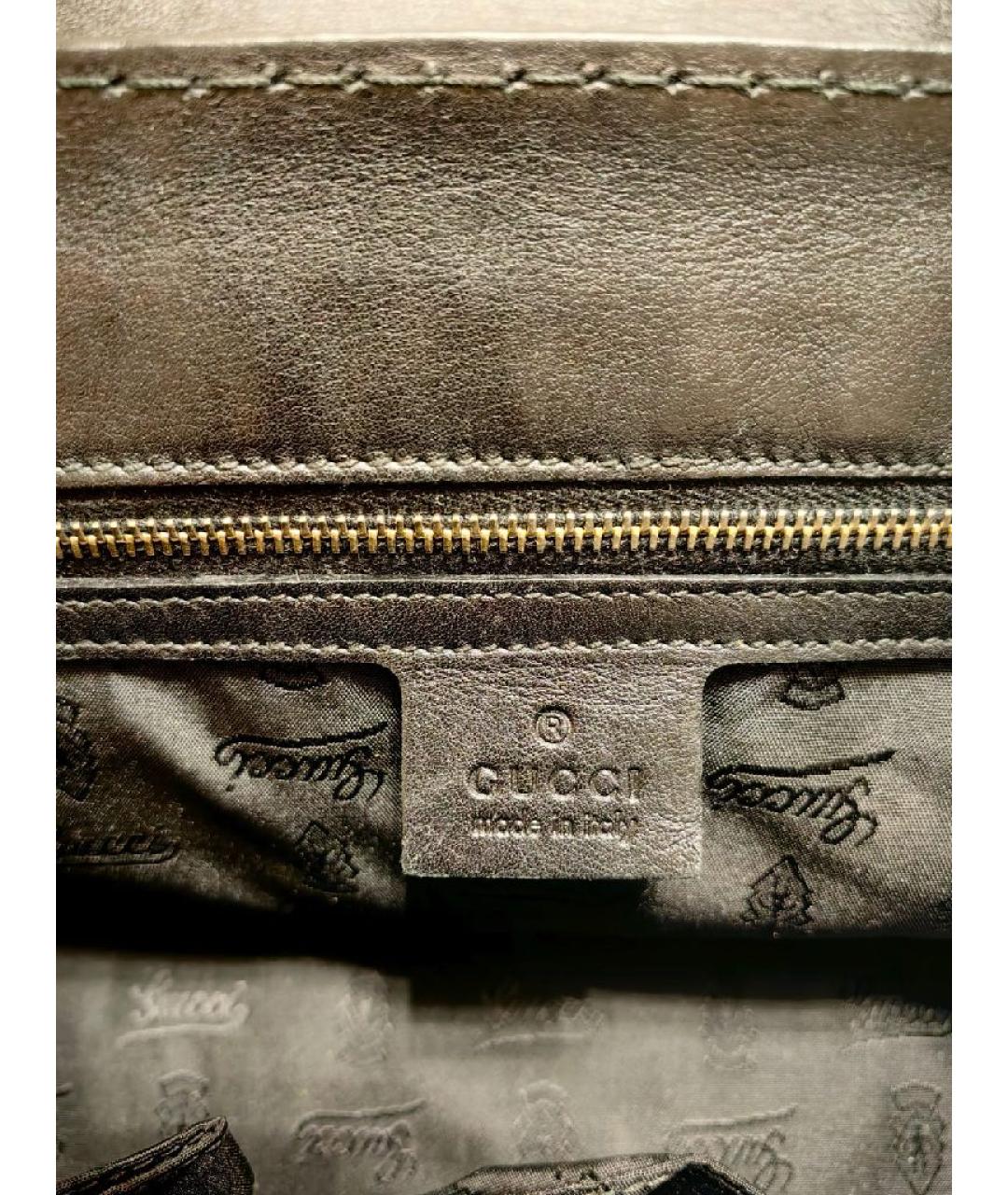 GUCCI Черная кожаная сумка с короткими ручками, фото 4