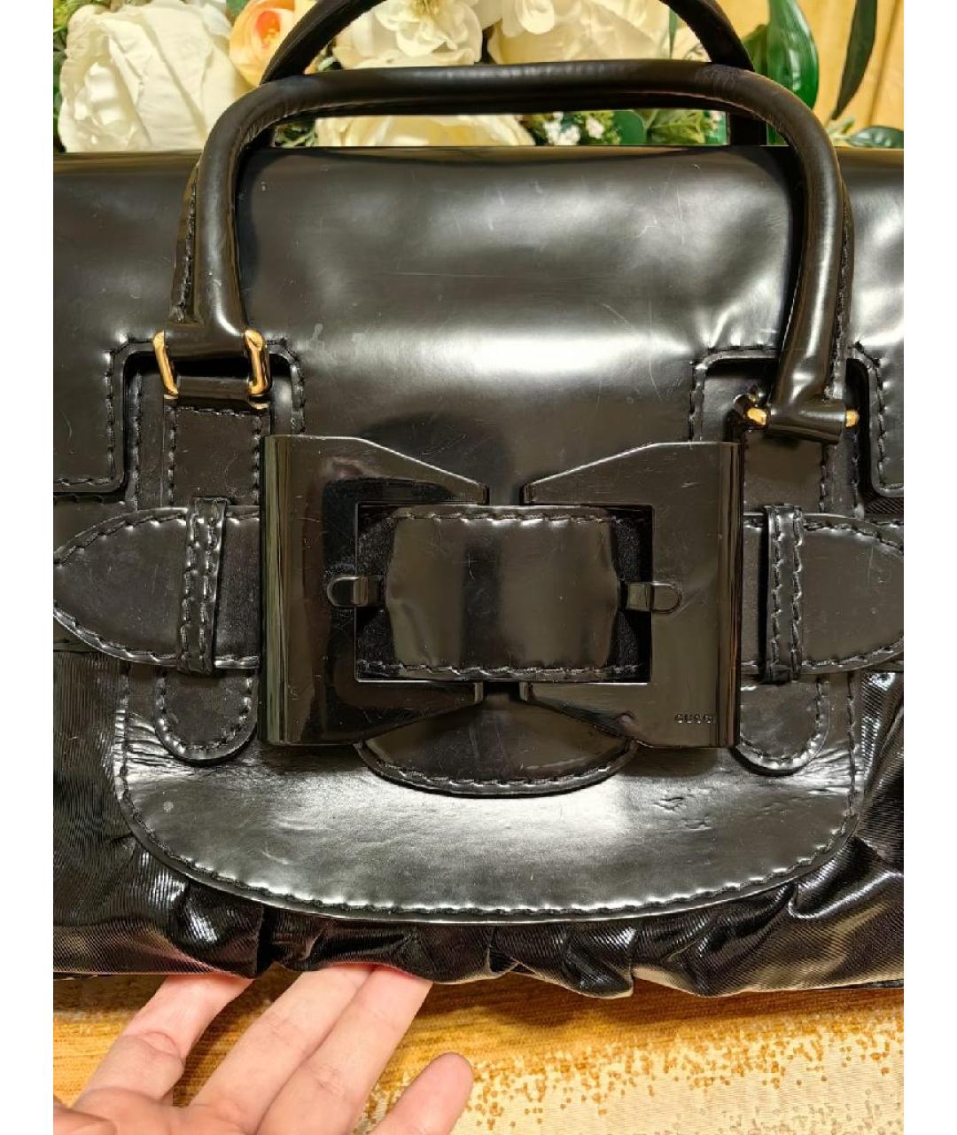 GUCCI Черная кожаная сумка с короткими ручками, фото 6