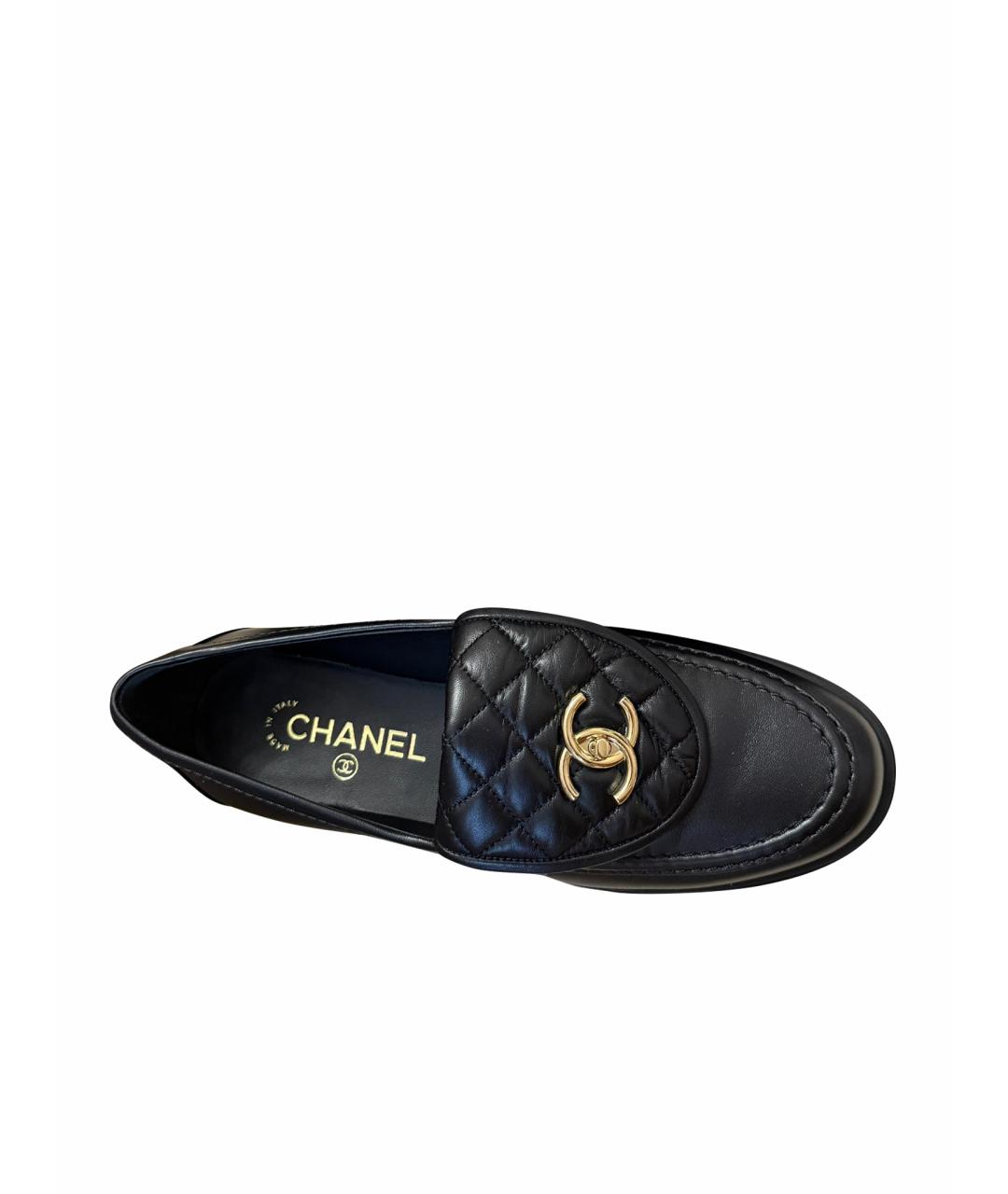 CHANEL Черные кожаные лоферы, фото 1