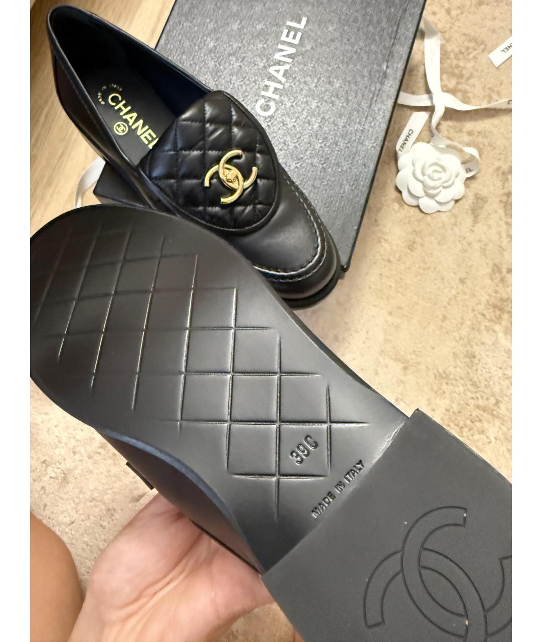 CHANEL Черные кожаные лоферы, фото 3
