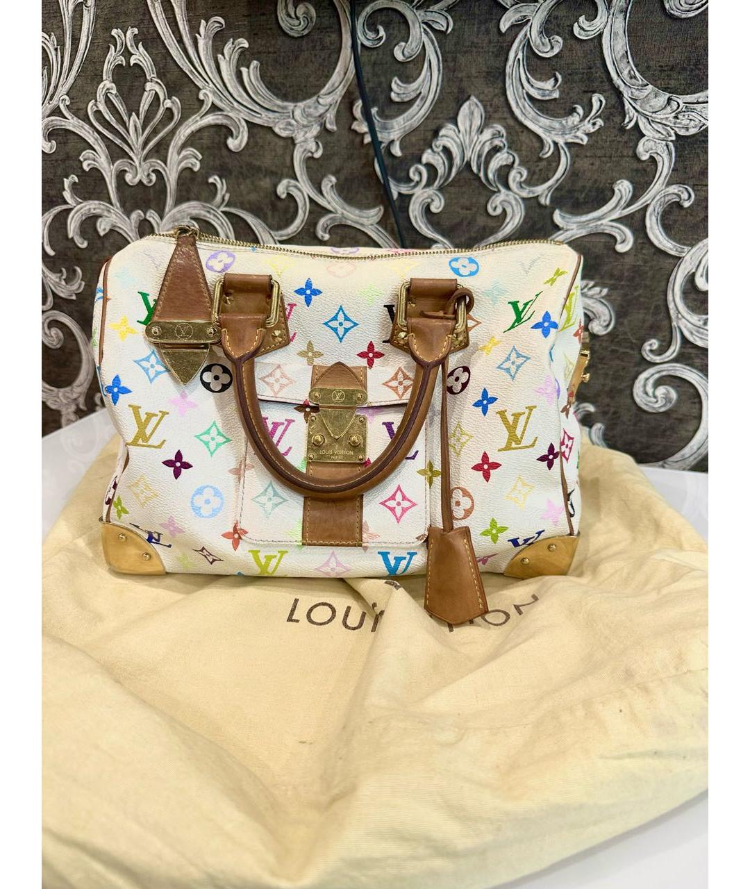 LOUIS VUITTON Белая кожаная сумка с короткими ручками, фото 9