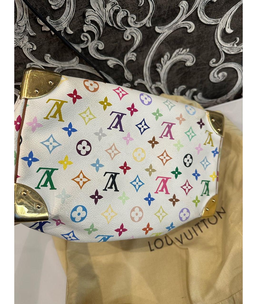 LOUIS VUITTON Белая кожаная сумка с короткими ручками, фото 3