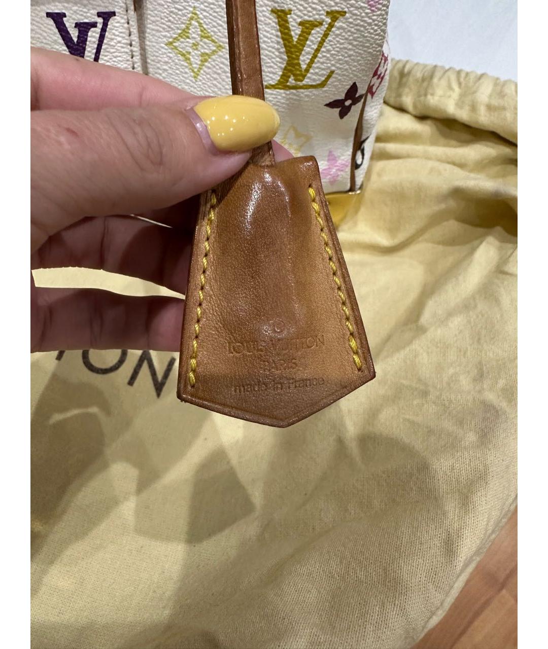 LOUIS VUITTON Белая кожаная сумка с короткими ручками, фото 6