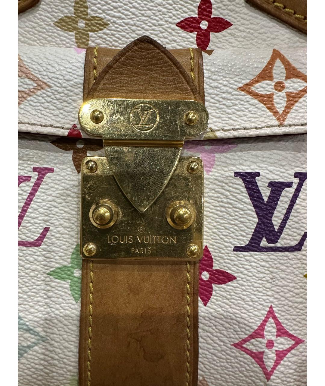 LOUIS VUITTON Белая кожаная сумка с короткими ручками, фото 5