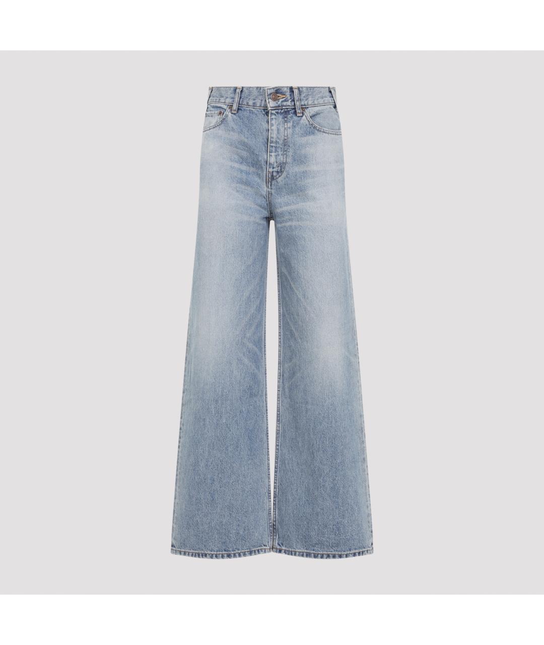 CELINE Голубые хлопковые прямые джинсы, фото 2
