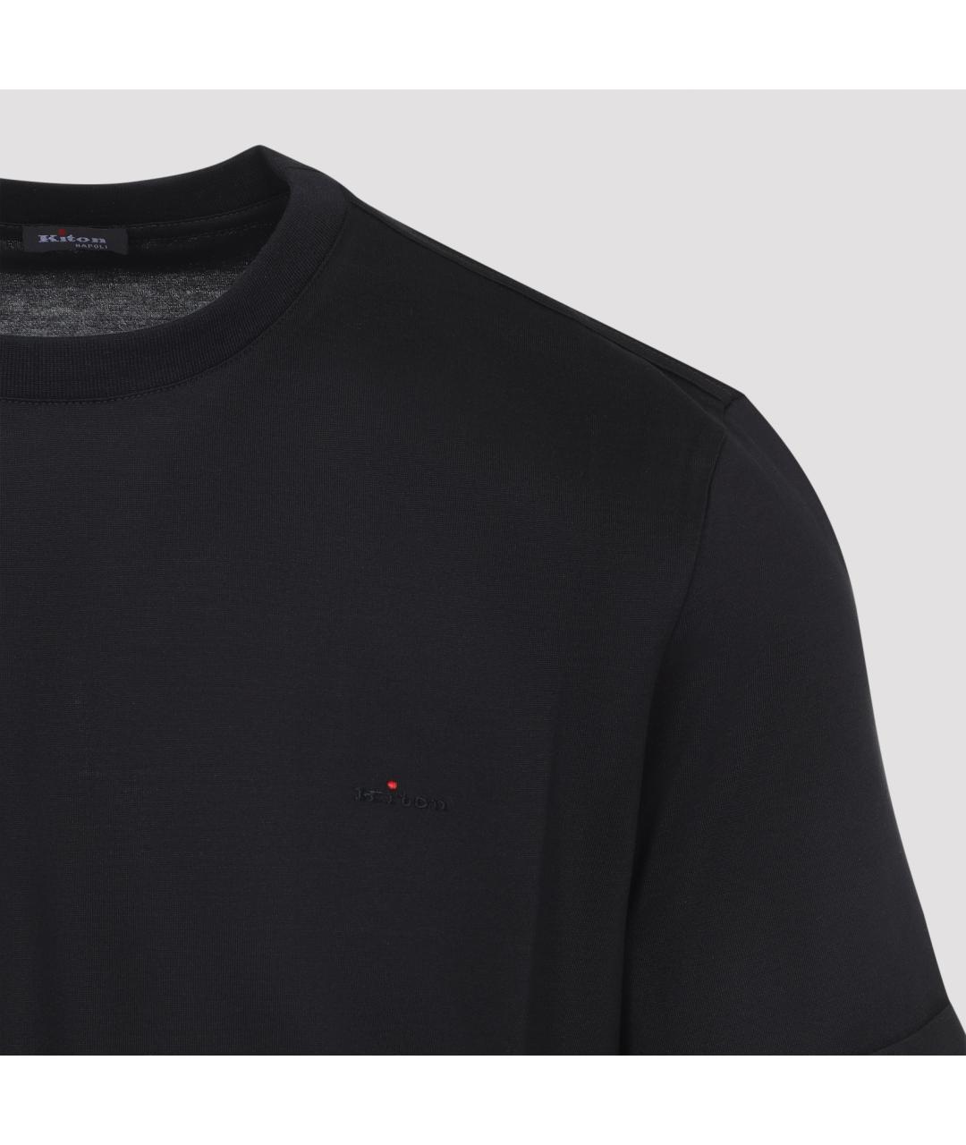 KITON Черная хлопковая футболка, фото 3