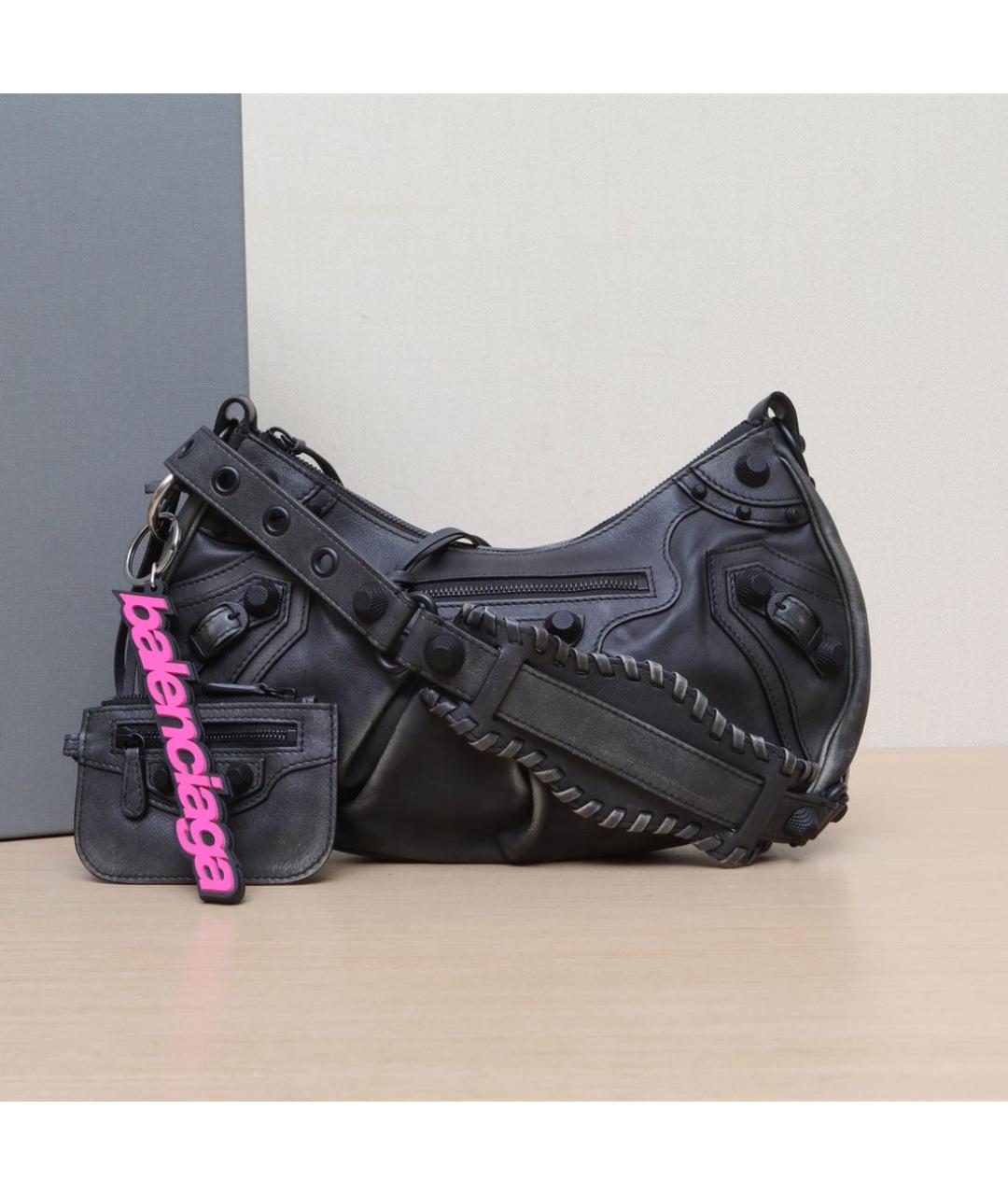 BALENCIAGA Черная кожаная сумка через плечо, фото 2