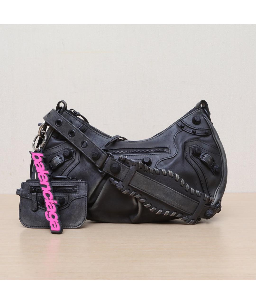 BALENCIAGA Черная кожаная сумка через плечо, фото 3