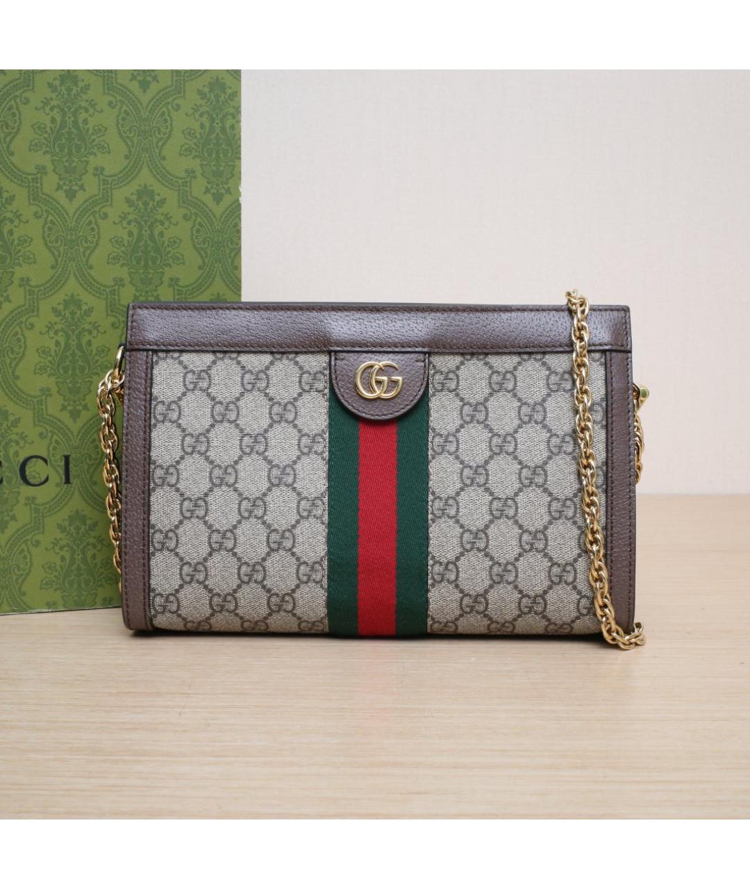 GUCCI Коричневая тканевая сумка через плечо, фото 2