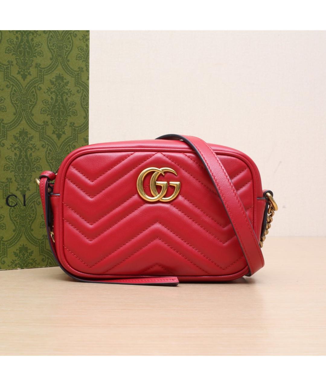 GUCCI Красная кожаная сумка через плечо, фото 2