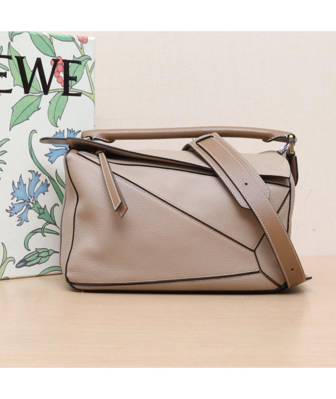LOEWE Бежевая кожаная сумка через плечо, фото 2