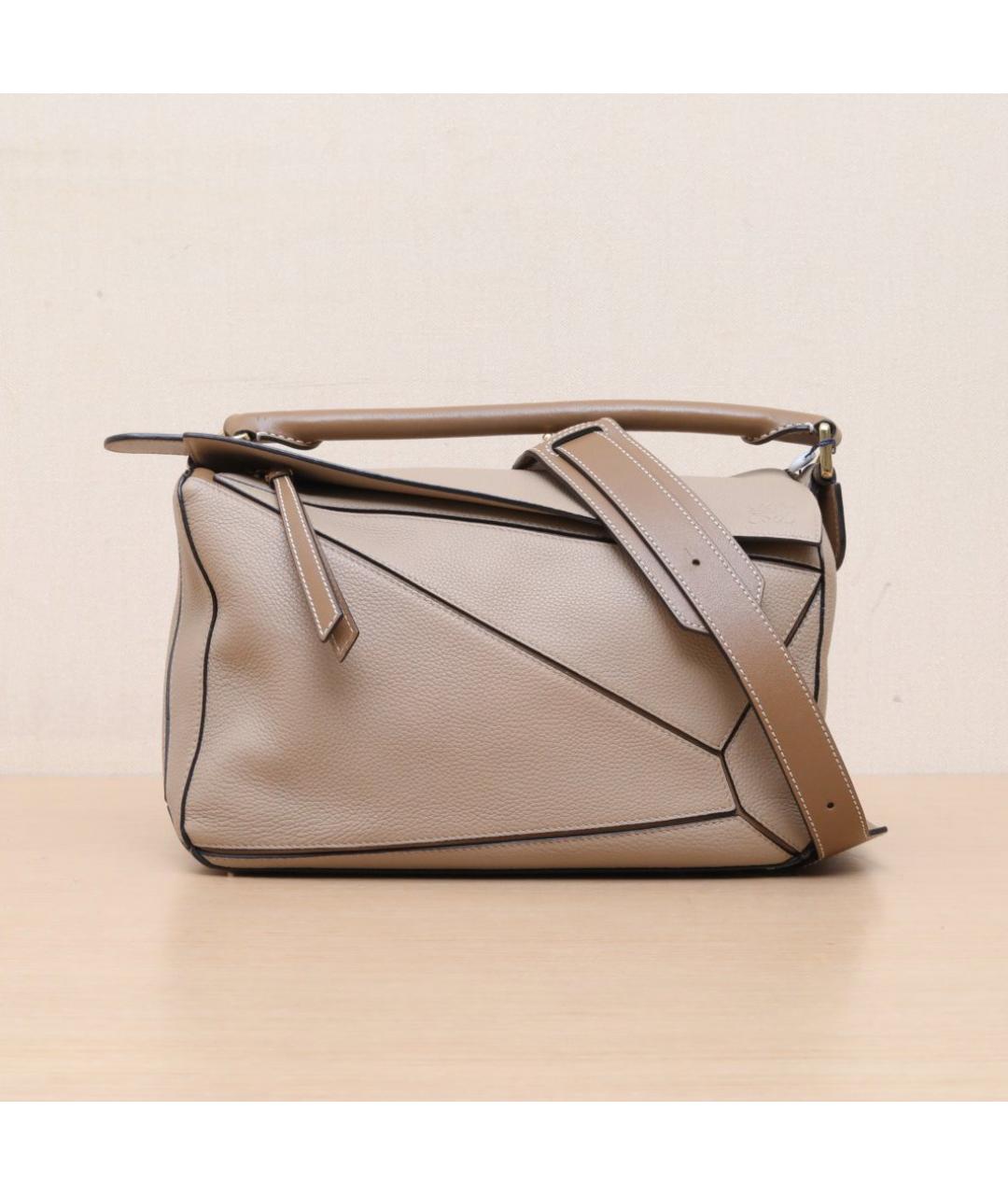 LOEWE Бежевая кожаная сумка через плечо, фото 3