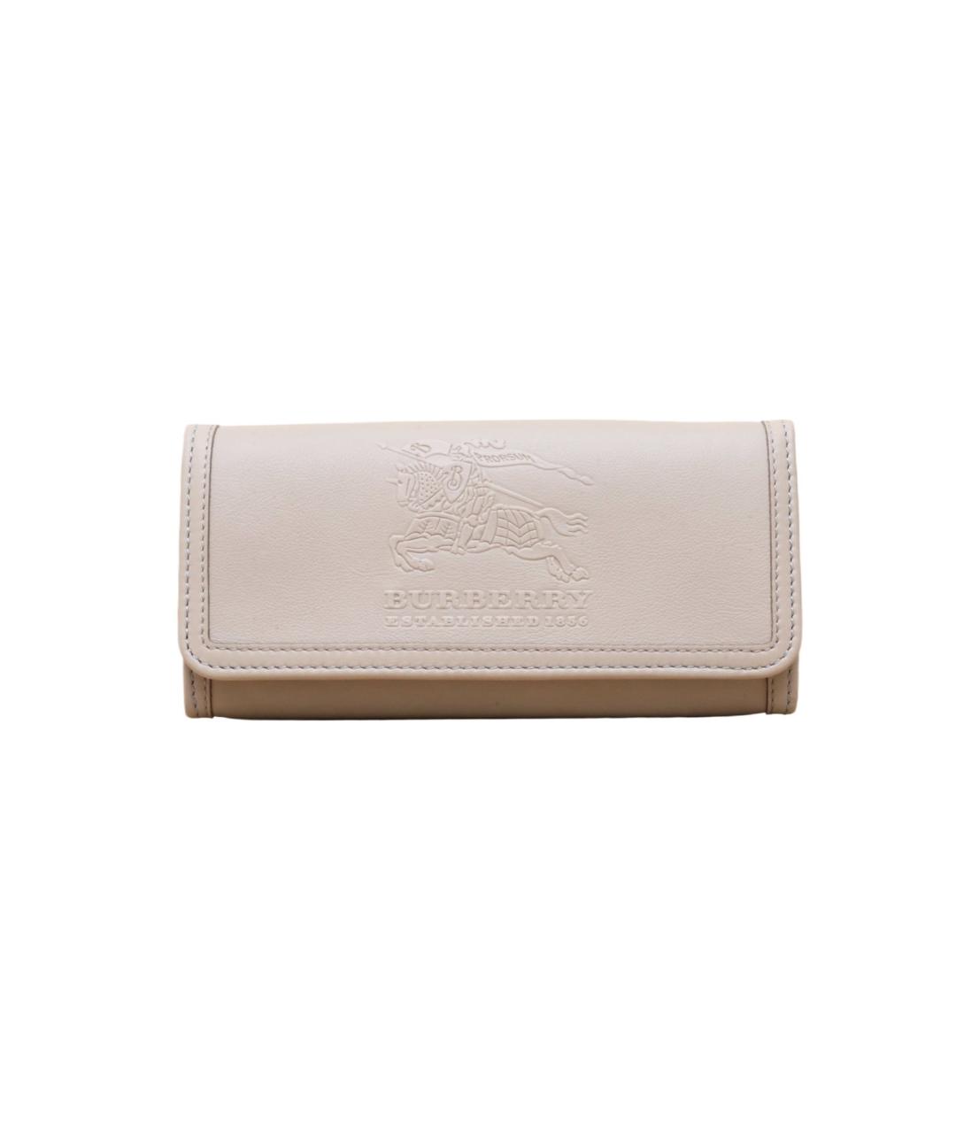 BURBERRY Бежевый кожаный кошелек, фото 1